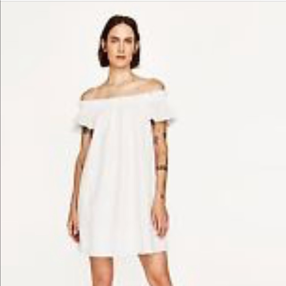 Zara off the shoulder white mini dress